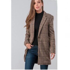 Love Tree | Notch Collar Plaid Lightweight Coat | Size Medium Women's